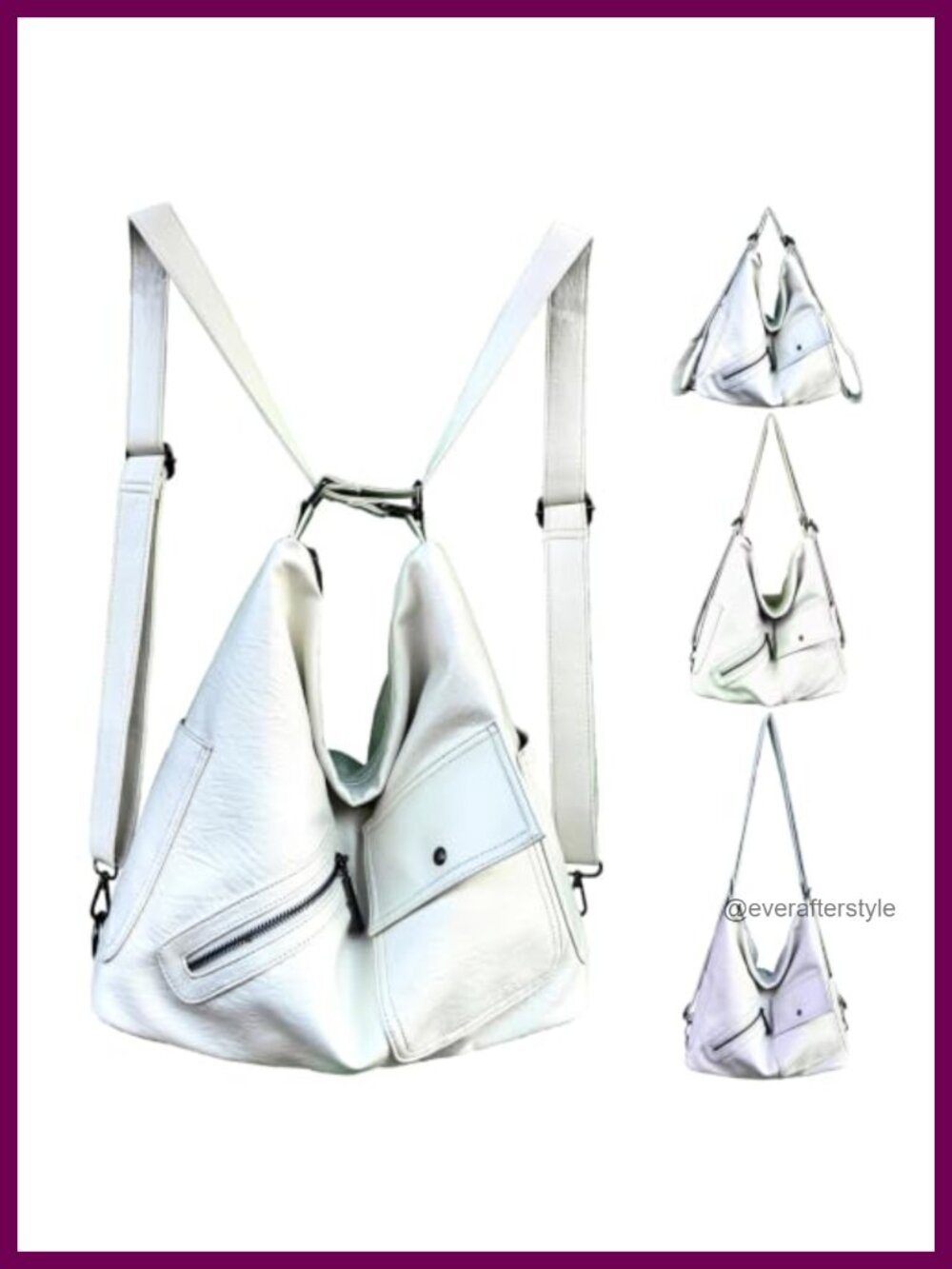 Vegan Leather Convertible Backpack Purse 4-in-1 Handbag Shoulder Crossbody